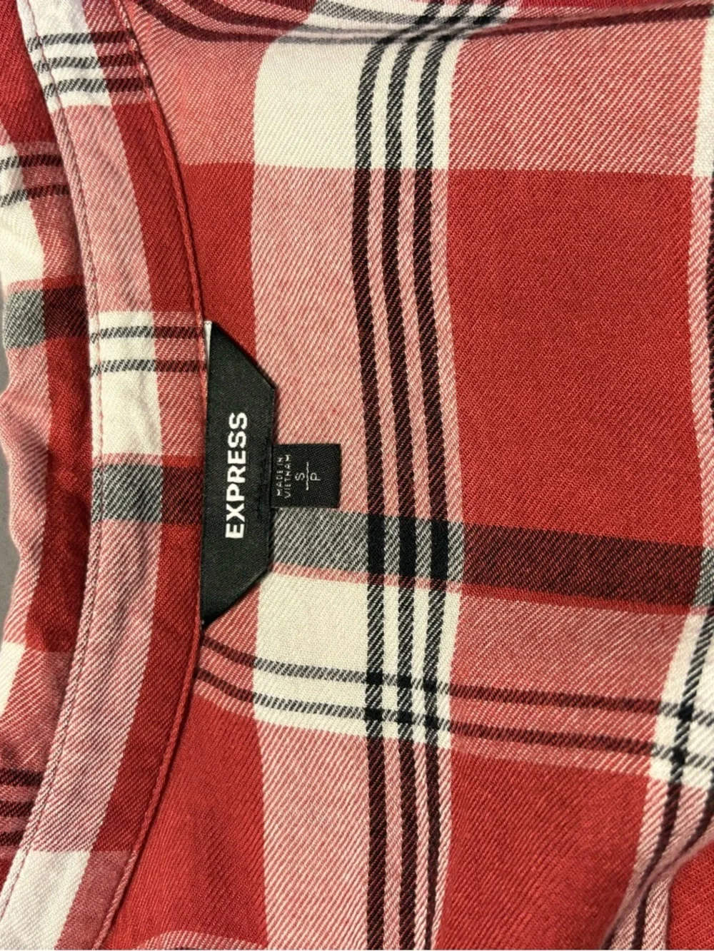 Express Red Plaid Long Shirt - Picture 4 of 5